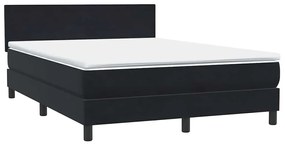 Κρεβάτι Boxspring με Στρώμα Μαύρο 140x210 εκ. Βελούδινο - Μαύρο