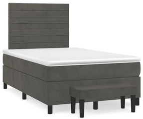 ΚΡΕΒΑΤΙ BOXSPRING ΜΕ ΣΤΡΩΜΑ ΣΚΟΥΡΟ ΓΚΡΙ 120X190 ΕΚ. ΒΕΛΟΥΔΙΝΟ 3270476