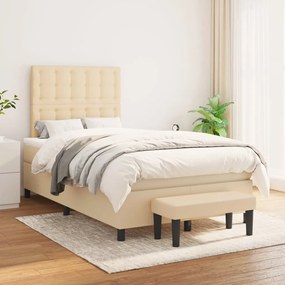 vidaXL Κρεβάτι Boxspring με Στρώμα Κρεμ 120x190 εκ. Υφασμάτινο