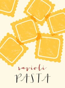 Εικονογράφηση Ravioli Italian pasta. Ravioli poster illustration., Alina Beketova