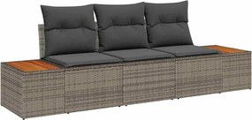 vidaXL Σετ Καναπέ Κήπου με αποθήκευση 3 pcs Γκρι Πολυ ράταν