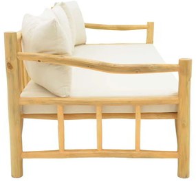Καναπές Roziana pakoworld φυσικό teak ξύλο 210x100x80εκ