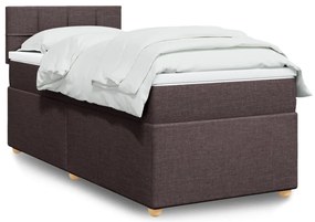 vidaXL Κρεβάτι Boxspring με Στρώμα Σκούρο Καφέ 90x190 εκ. Υφασμάτινο