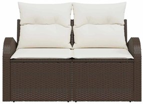 vidaXL Καναπές Κήπου με μαξιλάρι Καφέ 124 x 62 x 69cm συνθετικό ρατάν