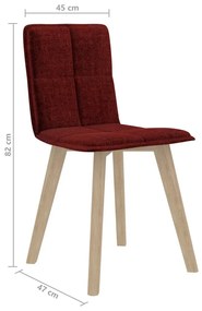 Καρέκλες Τραπεζαρίας 4 τεμ. Μπορντό Υφασμάτινες - Κόκκινο
