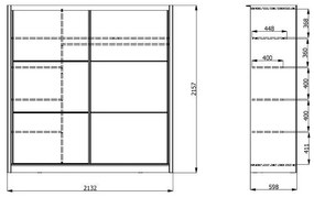 Ντουλάπα Navara 215 OG με Καθρέφτη Γκρί Δρύς 213x60x215,5 εκ. 213x60x215.5 εκ.