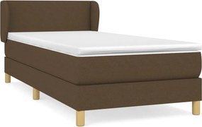 vidaXL Κρεβάτι Boxspring με Στρώμα Σκούρο Καφέ 100x200 εκ. Υφασμάτινο