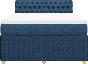 vidaXL Κρεβάτι Boxspring με Στρώμα Μπλε 140x200 εκ. Υφασμάτινο