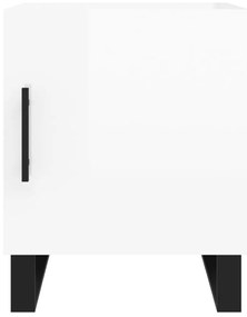 vidaXL Κομοδίνο Γυαλ. Λευκό 40 x 40 x 50 εκ. από Επεξεργασμένο Ξύλο