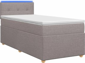 vidaXL Κρεβάτι box spring με στρώμα Taupe 90 x 200 cm Ύφασμα