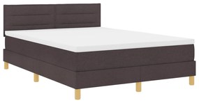 vidaXL Κρεβάτι με Στρώμα Σκούρο Καφέ 140x190 εκ. Ύφασμα