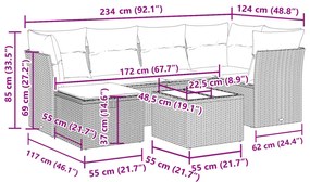 Καναπές Σετ 7 Τεμαχίων Μαύρο Συνθετικό Ρατάν με Μαξιλάρια - Μαύρο