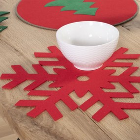 Χριστουγεννιάτικα Σουπλά (Σετ 2τμχ) Nef-Nef Homeware Felt Snowflake Red
