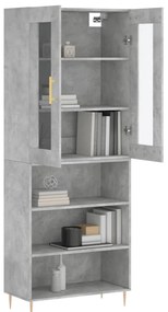vidaXL Ντουλάπι Γκρι Σκυροδέματος 69,5x34x180 εκ. Επεξεργασμένο Ξύλο