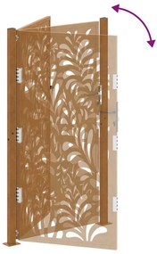 Πύλη κήπου 105x180 cm από χάλυβα με κυματοειδές σχέδιο - Καφέ