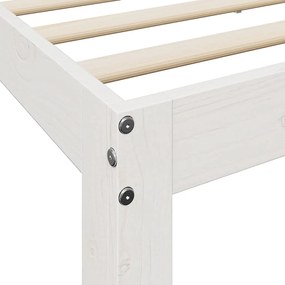 Κρεβάτι Βιβλιοθήκη Χωρίς Στρώμα 140x190 εκ Μασίφ Ξύλο Πεύκου - Λευκό
