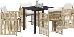 vidaXL Σέτ φαγητού για κήπο 5 pcs Μπεζ συνθετικό ρατάν