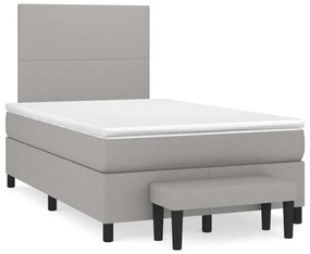 vidaXL Κρεβάτι Boxspring με Στρώμα Ανοιχτό Γκρι 120x190 εκ. Υφασμάτινο