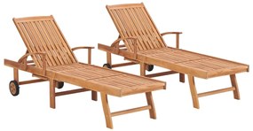vidaXL Ξαπλώστρες 2 τεμ. από Μασίφ Ξύλο Teak