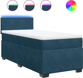 vidaXL Κρεβάτι Boxspring με Στρώμα Μπλε 100x200 εκ. Βελούδινο