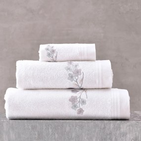Πετσέτες Μπάνιου (Σετ 3τμχ) Rythmos Jolie White - Grey 470gsm