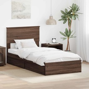 vidaXL Κρεβάτι Αποθήκης Καφέ δρυς 75 x 190 cm Επεξεργασμένο ξύλο