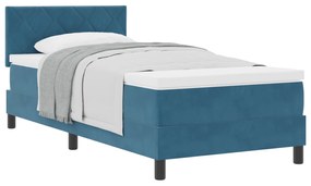 vidaXL Κρεβάτι με Στρώμα Σταθερό Σκούρο Μπλε 90x200 εκ. Βελούδο