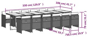 vidaXL Τραπεζαρία Κήπου 13 Τεμαχίων Γκρι Συνθετικό Ρατάν με Μαξιλάρια