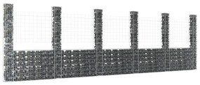 vidaXL Συρματοκιβώτιο σε U Σχήμα με 6 Στύλους 620x20x200 εκ. Σιδερένιο