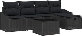 vidaXL Σετ Καναπέ με μαξιλάρι 6 pcs Μαύρο συνθετικό ρατάν