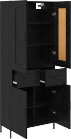 vidaXL Highboard με συρτάρι 2 pcs Μαύρη Οξυά Επεξεργασμένο ξύλο