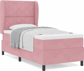vidaXL Κρεβάτι με ελατήρια με στρώμα Ροζ 190 x 90 cm Βελούδο