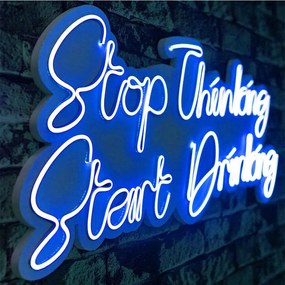 Διακοσμητικό Φωτιστικό Τοίχου Stop Thinking Start Drinking 395NGR2204 78x2x34cm Led 42,3W Blue Wallity