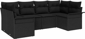 vidaXL Σετ Καναπέ Κήπου με αποθήκευση 6 pcs Μαύρο Πολυ ράταν