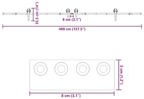 Μηχανισμός Συρόμενης Μεσόπορτας Μαύρος 200 εκ. Ατσάλινος