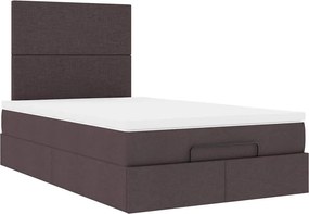 vidaXL Ottoman Κρεβάτι με Στρώμα Σκούρο Καφέ 120x200cm Ύφασμα