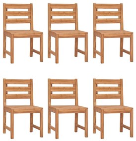 Καρέκλες Κήπου 6 τεμ. από Μασίφ Ξύλο Teak - Καφέ