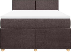 vidaXL Κρεβάτι Boxspring με Στρώμα Σκούρο Καφέ 160x200 εκ Υφασμάτινο