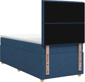vidaXL Κρεβάτι box spring με στρώμα Μπλε 90 x 190 cm Ύφασμα