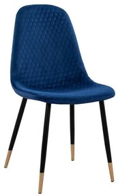 Καρέκλα Lucille HM8552.08 Blue 45Χ56Χ81Υεκ. Σετ 4τμχ Βελούδο, Μέταλλο