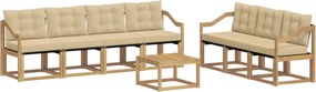 vidaXL Σειρά Καναπέ Εξωτερικού με μαξιλάρι 8 pcs Λευκό και Μπεζ