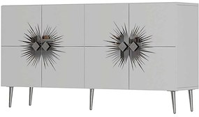 Μπουφές Nida 475OLV1797 150x35x75cm White-Silver Particle Board, Melamine