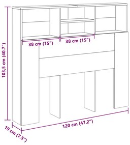 Κεφαλάρι Με Αποθηκευτικό Χώρο 120x19x103,5 εκ. Επεξ. Ξύλο - Καφέ