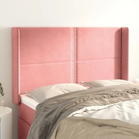 Κεφαλάρι με Πτερύγια Ροζ 147x16x118/128 εκ. Βελούδινο - Ροζ
