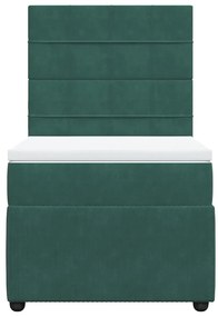 vidaXL Κρεβάτι Boxspring με Στρώμα Σκούρο Πράσινο 90x200 εκ. Βελούδινο