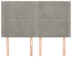 Κεφαλάρι με Πτερύγια Ανοιχτό Γκρι 147x16x118/128 εκ. Βελούδινο 3119488