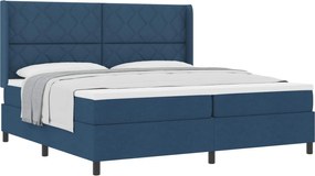 vidaXL Κρεβάτι με ελατήρια με στρώμα Μπλε 200 x 200 cm ύφασμα
