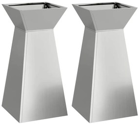 vidaXL Γλάστρα Πυλώνας 2 pcs Ασημί 35 x 35 x 73 εκ. Ατσάλι