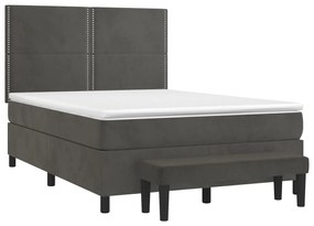 ΚΡΕΒΑΤΙ BOXSPRING ΜΕ ΣΤΡΩΜΑ ΣΚΟΥΡΟ ΓΚΡΙ 140X190 ΕΚ. ΒΕΛΟΥΔΙΝΟ 3137780