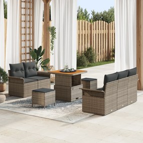 vidaXL Σετ Καναπέ Κήπου Ρυθμιζόμενο ύψος 8 pcs Γκρι συνθετικό ρατάν